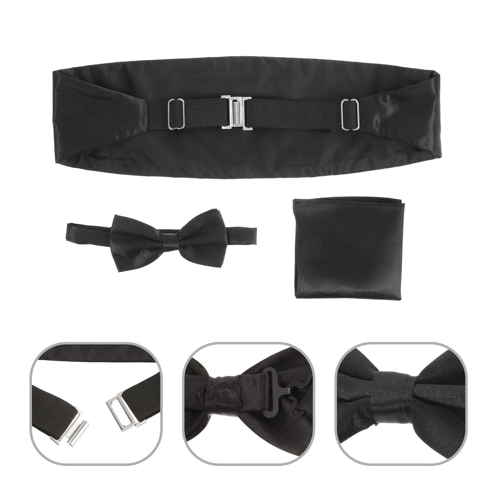 

3 Pcs Girdle Tie Suit Polyester Bow Cummerbund Set Cumberbund Tuxedo Adjustable Satin Men's Cummerbunds Belt Accessories