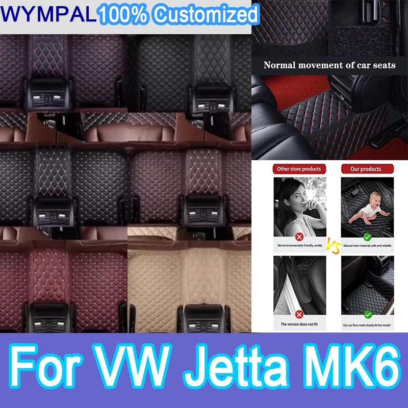 

Luxury Custom Auto Leather Car Floor Mat For VW Jetta MK6 2011 2012 2013 2014 2015 Car Mat Full Set Women Waterproof pads cover