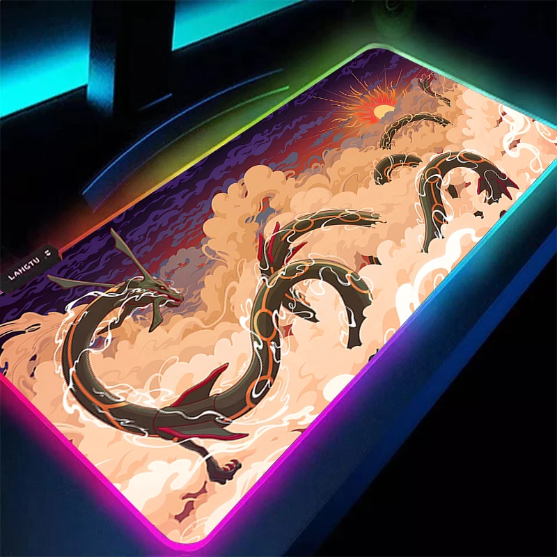 

Светодиодный игровой коврик для мыши P-Pokemons, большой компьютерный RGB коврик для мыши, настольный коврик, ковер для ПК, клавиатура, геймер, аксессуары G-Gengars, подсветка