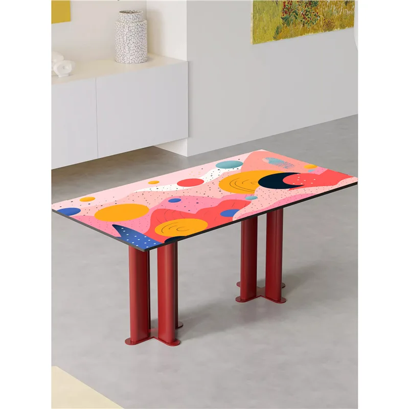 Dining room large color thickened tempered rectangular dining table