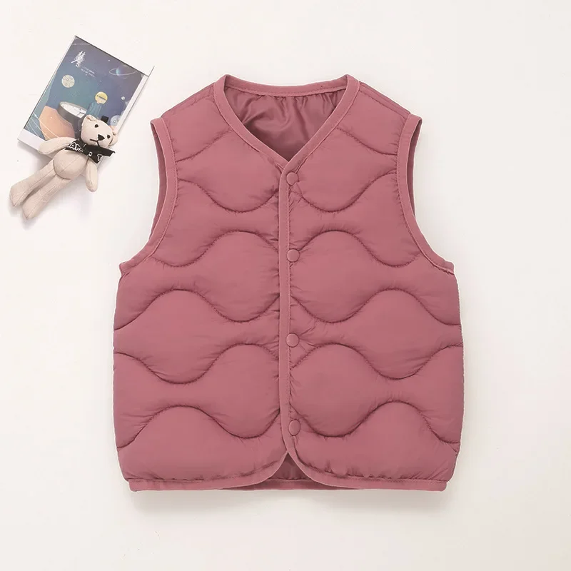 2024 Fall and Winter Clothes Children Vest Baby Boys Warm Cotton Vest Toddler Girl Lightweight Padded Waistcoat Coat 90-140cm