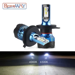 Braveway H4 Led Koplamp Led Lamp Voor Auto Mistlamp H1 H3 H7 Led H11 9005 9006 Hb3 Hb4 12000lm 12V Diode Lampen 4300K/6500K