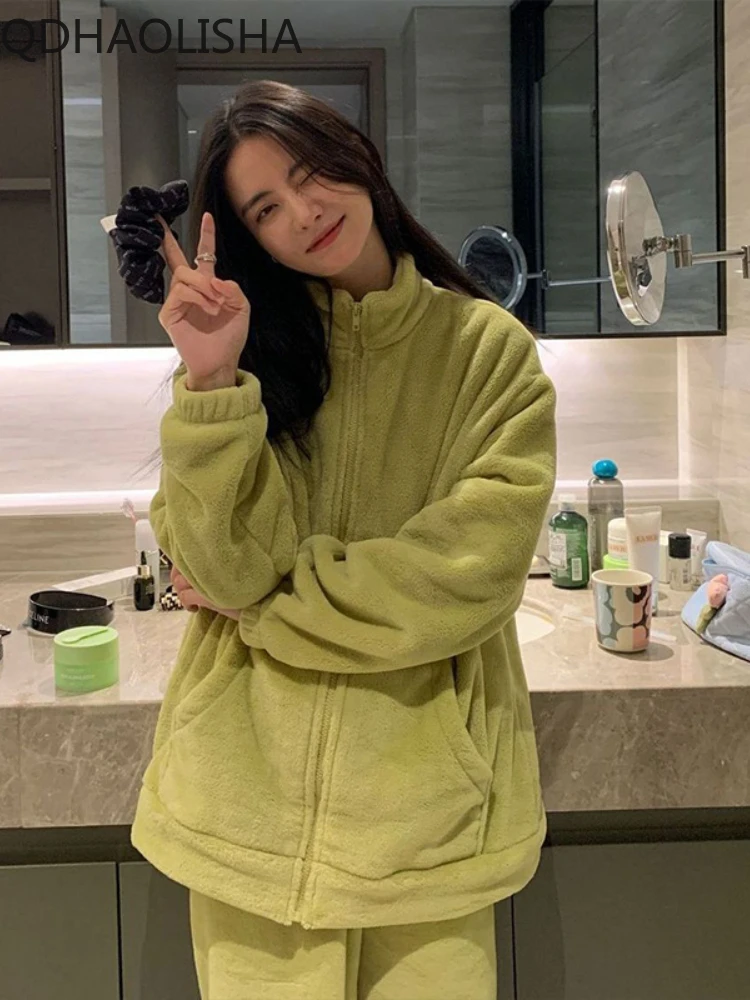 

Two Piece Set for Women Autumer Winter New Tracksuit Woman Pajamas Set Winter Warm Sleepwear Female Larger Fashion Pijamas Suit