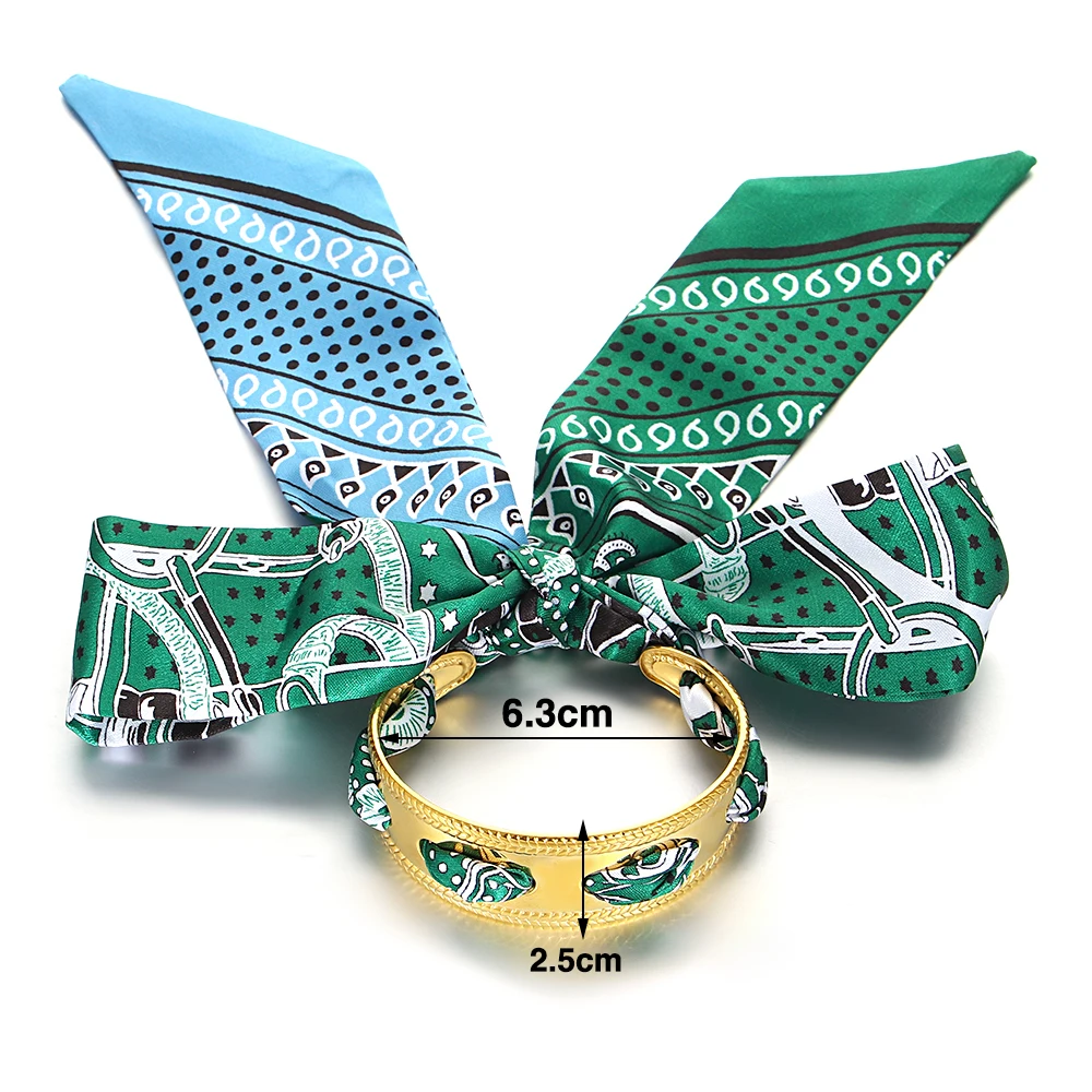 Greatera breites Weizenohr, ausgehöhltes grünes Band, handgefertigtes Schleife-Armband, abnehmbarer Nischen-Design-Frauen-Armreif, Schmuck