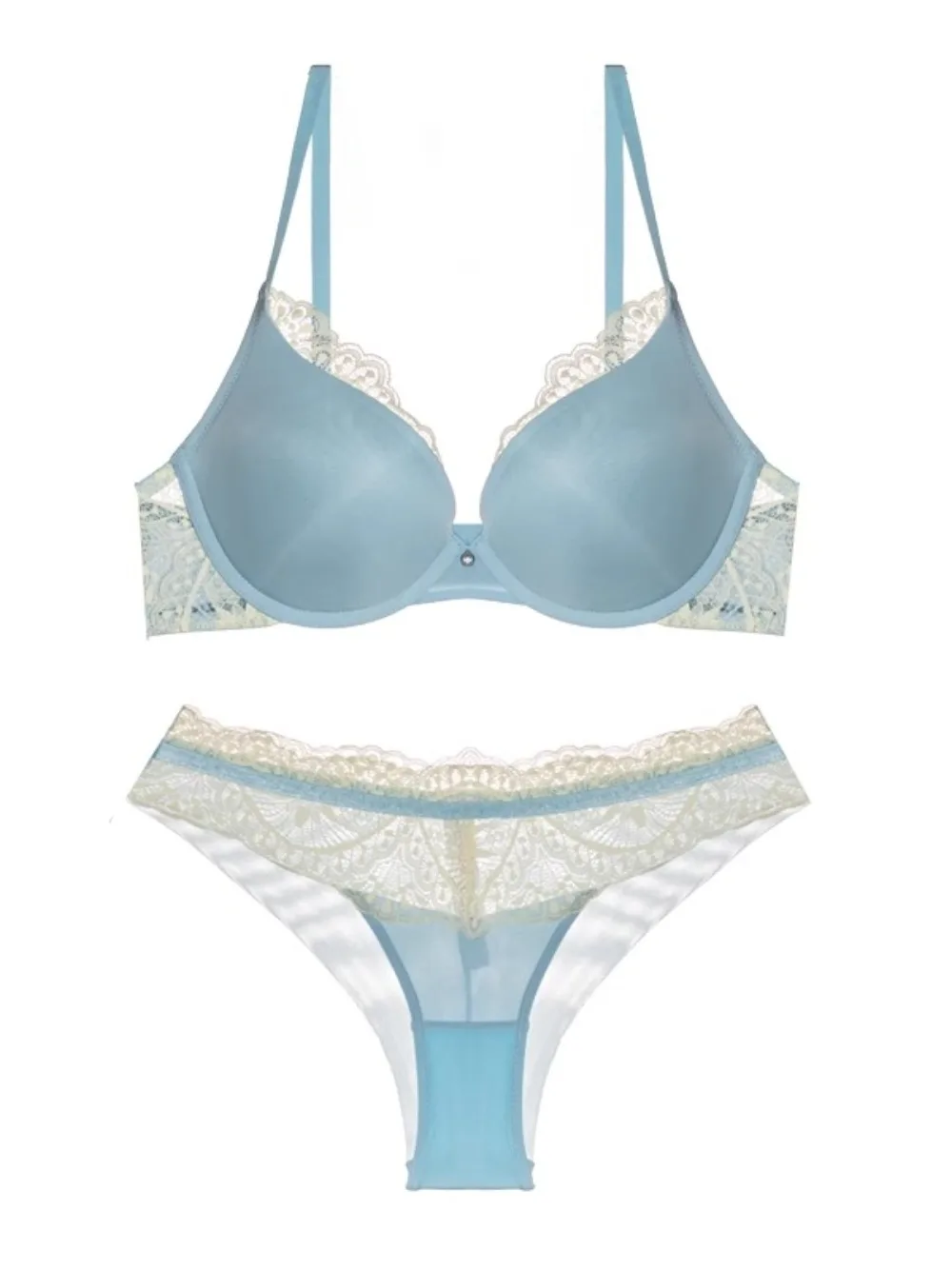 Outono e inverno sexy roupa interior de renda feminino pequeno busto levantamento de volume realce anti-sag bustier conjunto com conforto sem costura