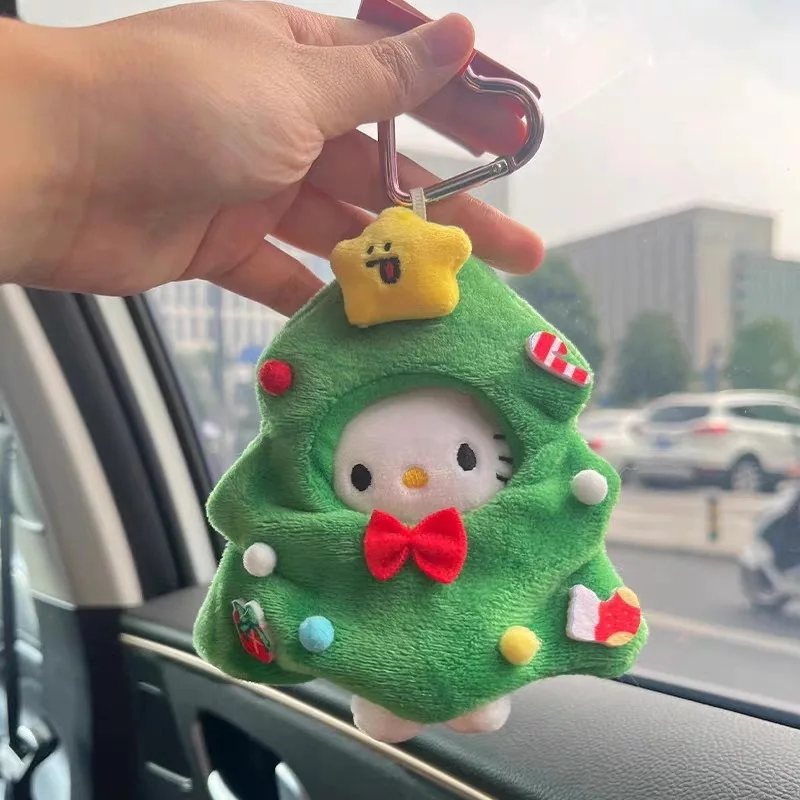 Gorro de árbol de Navidad, colgante de mochila de felpa de Hello Kitty, ropa bonita para muñecas, juguetes de regalo para festivales de Navidad para niñas y niños