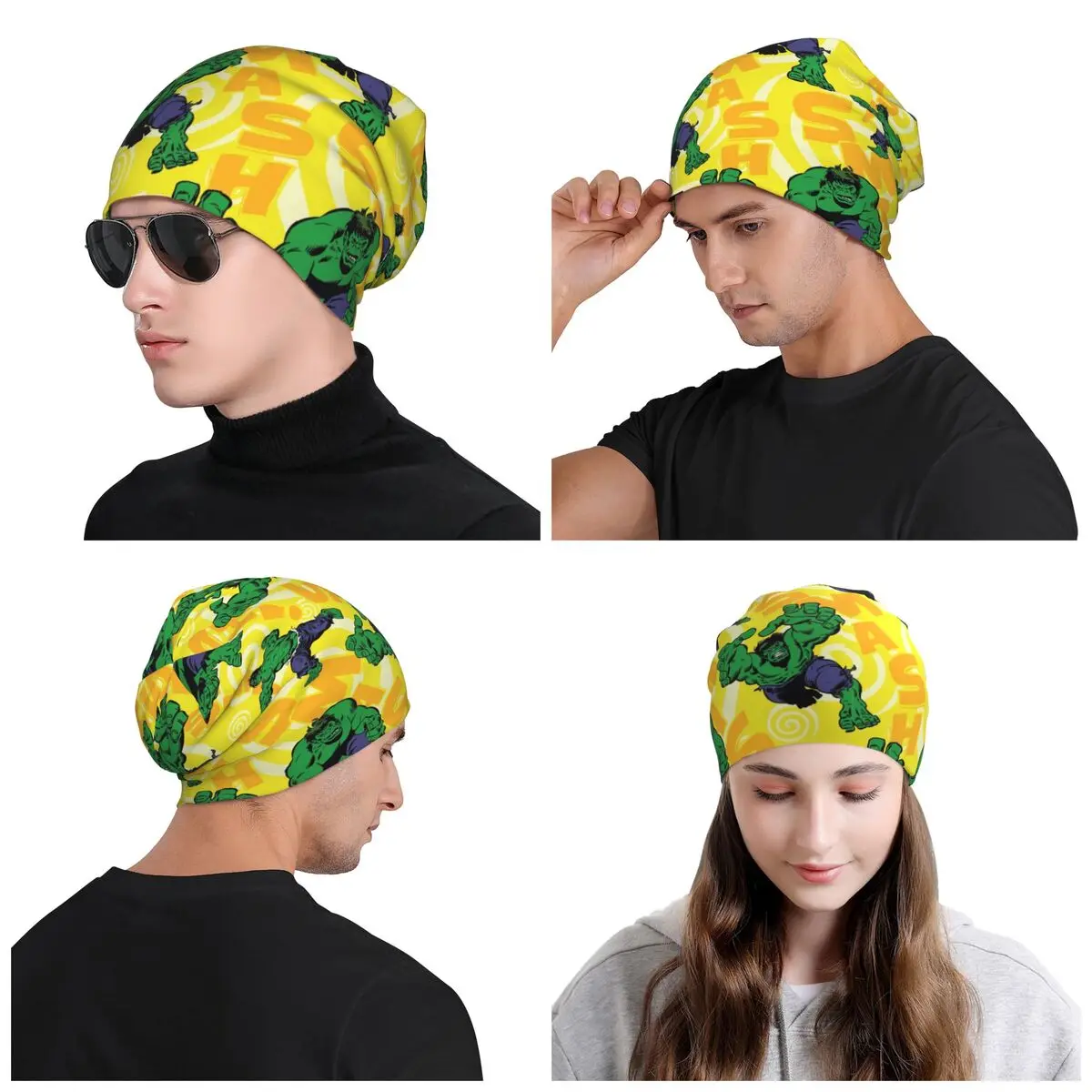 مخصص الكرتون هالك بطل Skullies Beanies قبعات الرجال النساء للجنسين في الهواء الطلق شتاء دافئ محبوك قبعة الكبار بونيه القبعات