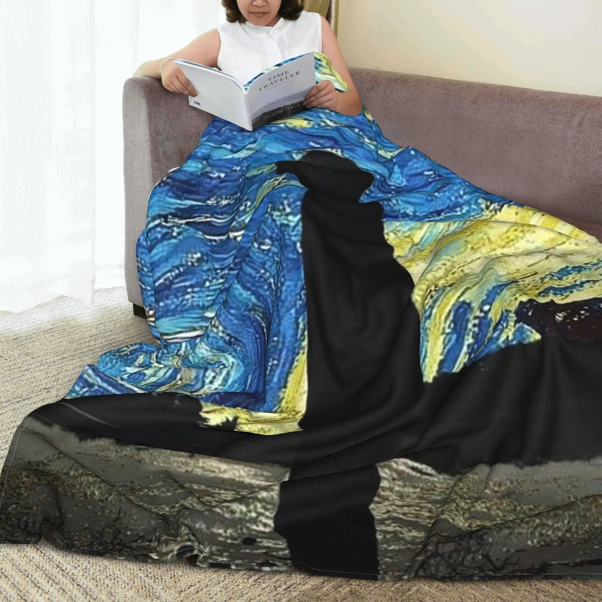 

Vincent Van Gogh Starry Night Star Famous oil Painting Blanket Flannel Sofa Throw Blanket for Couch Bedding Throws Bedspread