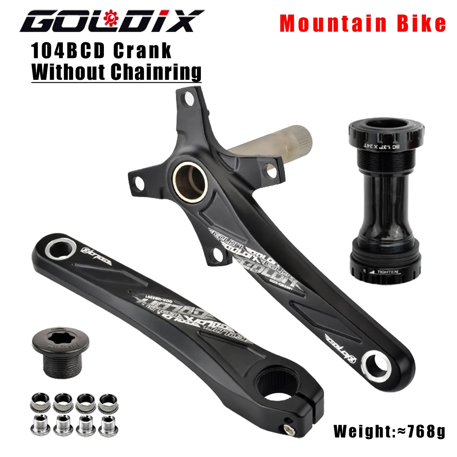 GOLDIX 104BCD Fahrradkurbelgarnitur mit breiten und schmalen Zähnen, 170/175 mm Kurbel, runder/ovaler Kettenblatt, 32 Zähne/34 Zähne/36 Zähne/38 Zähne