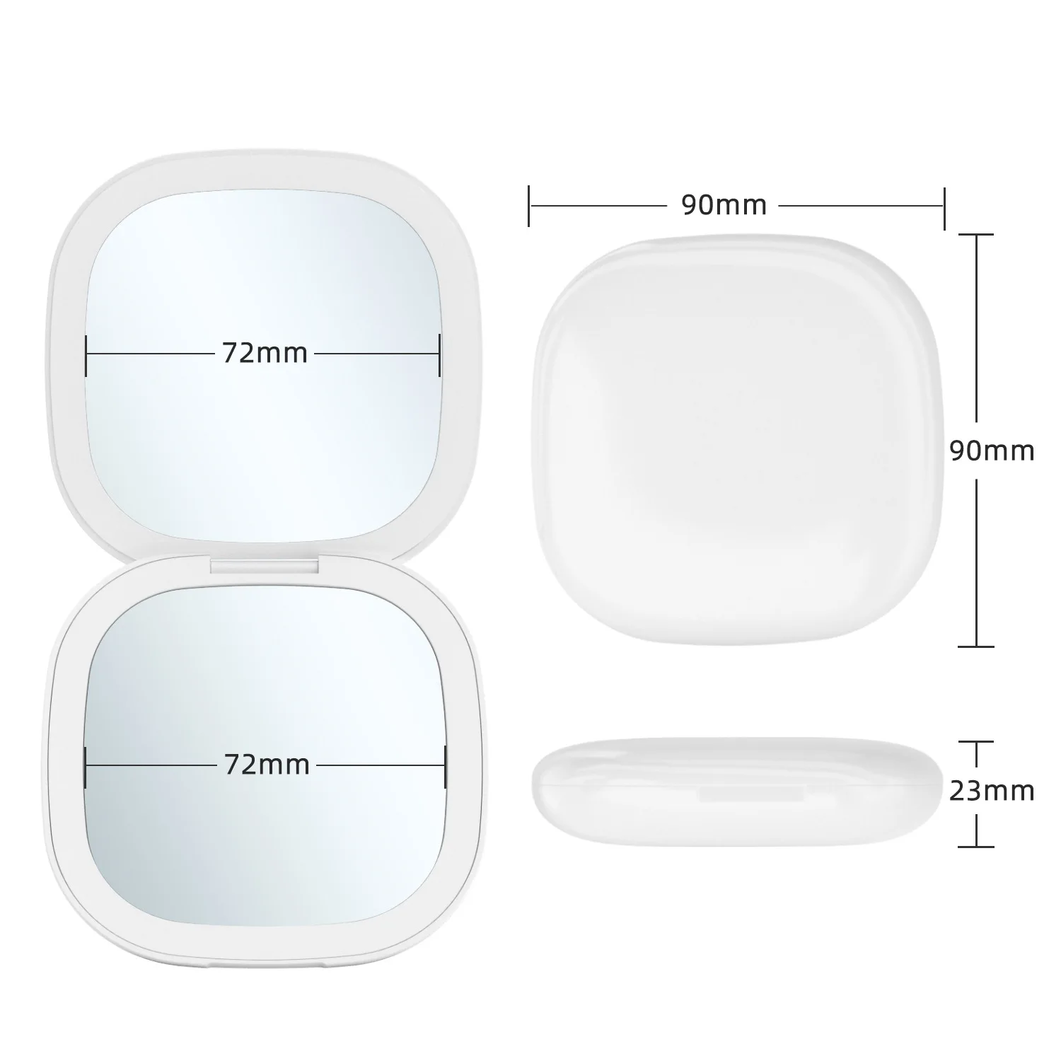 Compact LED Magnifying Travel Makeup Mirror 1X/10X Small Hand Pocket Dimmable 2-Sided USB Rechargeable Touch Screen Portable