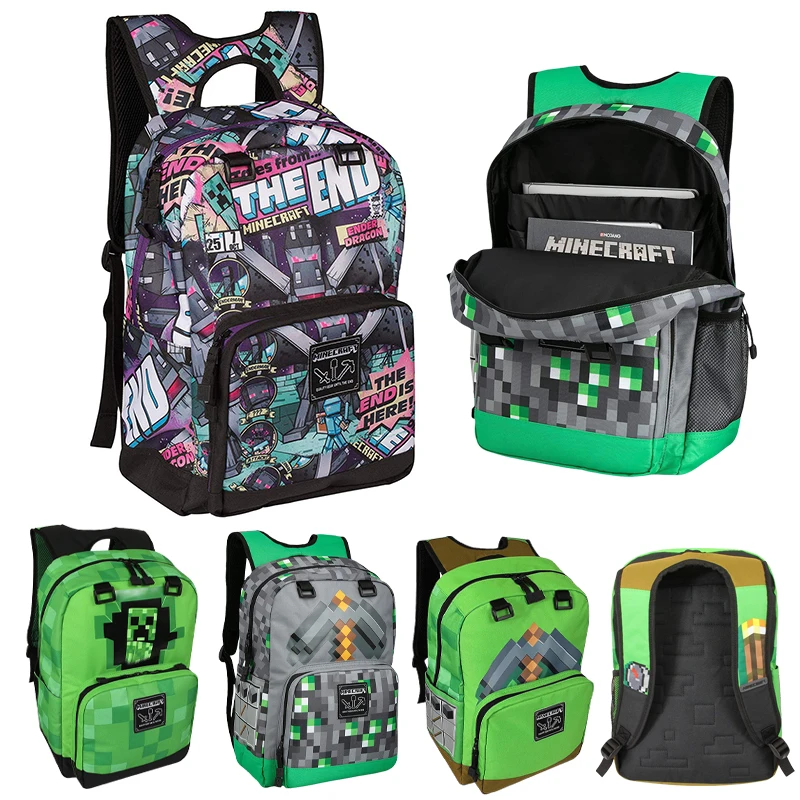 

Minecraft Backpack for Student Back To School Bag Anime Pixel Style Large Capacity Travel Backpack Fashion Laptop Bag Birthday