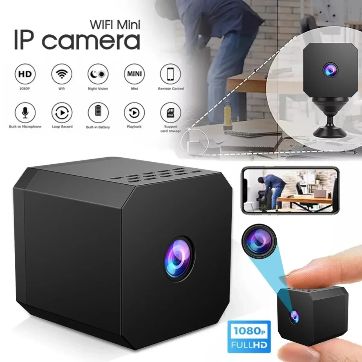 Mini caméra HD 1080P maison petites caméras Wifi sans fil extérieure améliorée détection de mouvement sécurité caméra de Vision nocturne