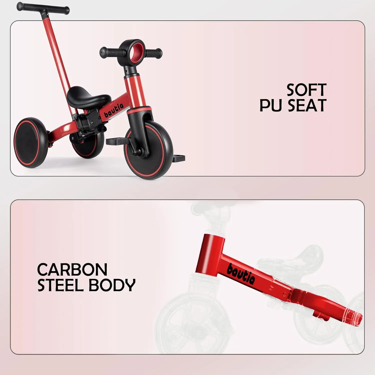 دراجة ثلاثية العجلات مع مقبض دفع للأطفال ، والأطفال الصغار 1-3 ، دراجة توازن الطفل ، لعبة هدية للأولاد والبنات من عمر 1-4 سنوات ، P قابل للإزالة ، 5 في 1 #5