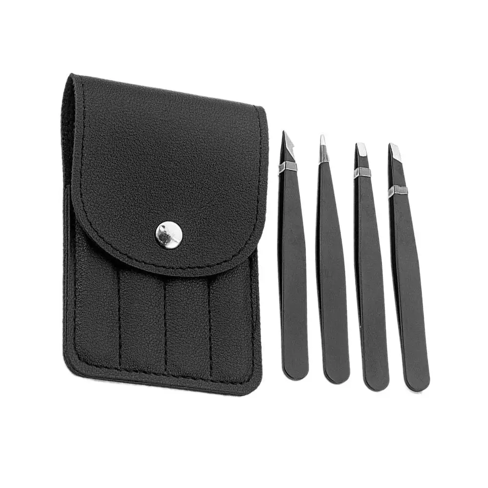 4 szt. Pęsety ze stali nierdzewnej, klipsy do brwi, pęsety do usuwania włosów i szorstkich elementów, narzędzia do makijażu rzęs do salonu kosmetycznego i użytku domowego