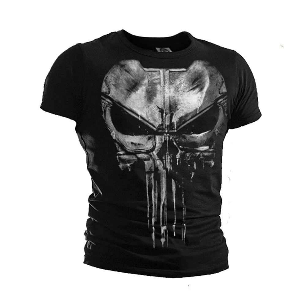 Camiseta Masculina Nova Marvel 2026 Punisher - Roupa de Treino de Super-Herói, Tamanho Grande, Respirável, Secagem Rápida, Top Esportivo Fitness