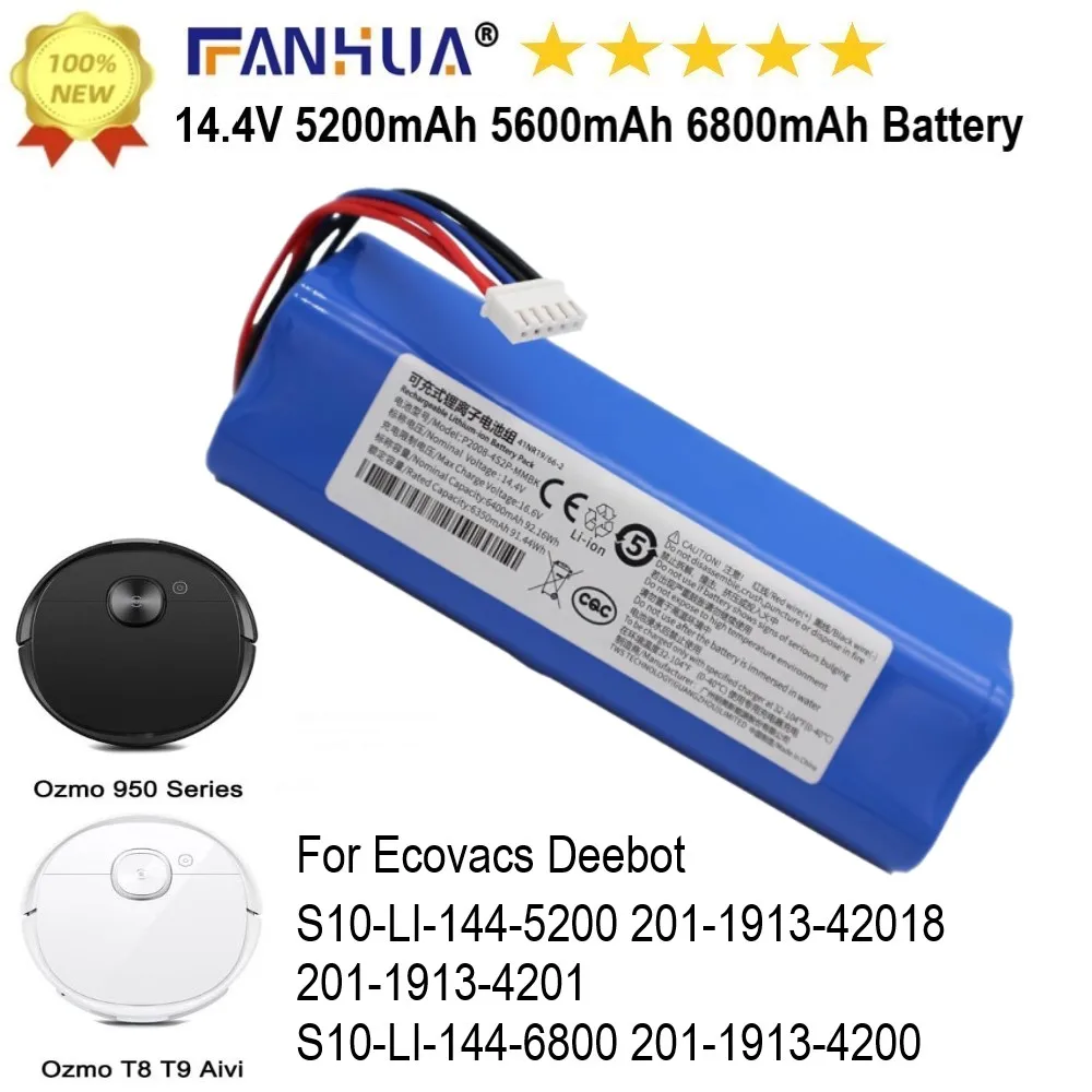 

Battery For Ecovacs Deebot T5 T10 T8 Plus DBX11-11/21 DLX11-21/61 Vacuum Cleaner 201-1913-4201 S10-LI-144-5200 S10-LI-144-6800