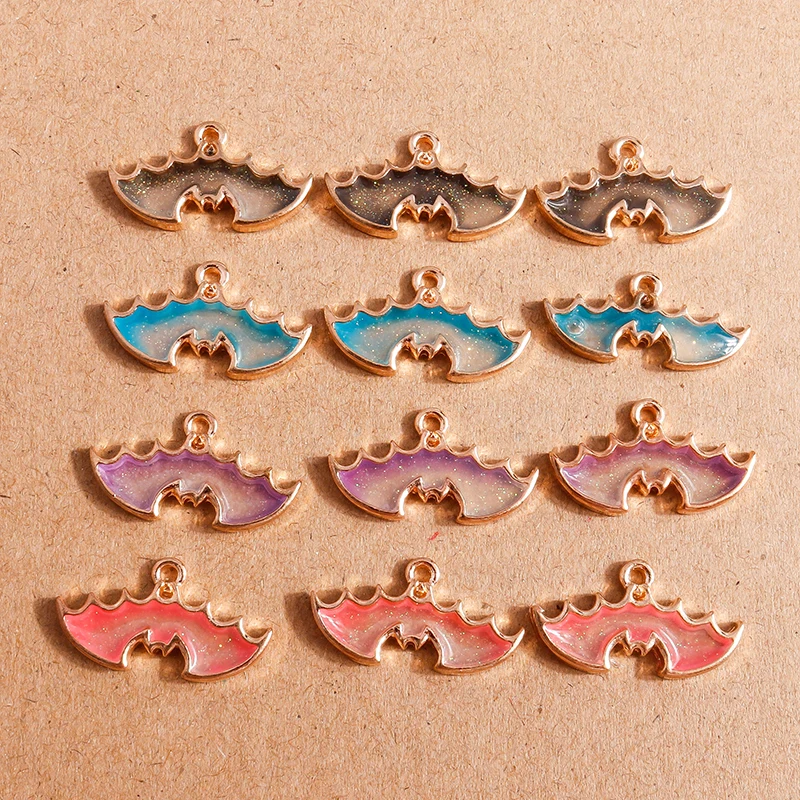 10pcs Enamel Halloween Bat Charms DIY Jewelry Making Earrings Necklace Bracelet Pendants Accessories Supplies