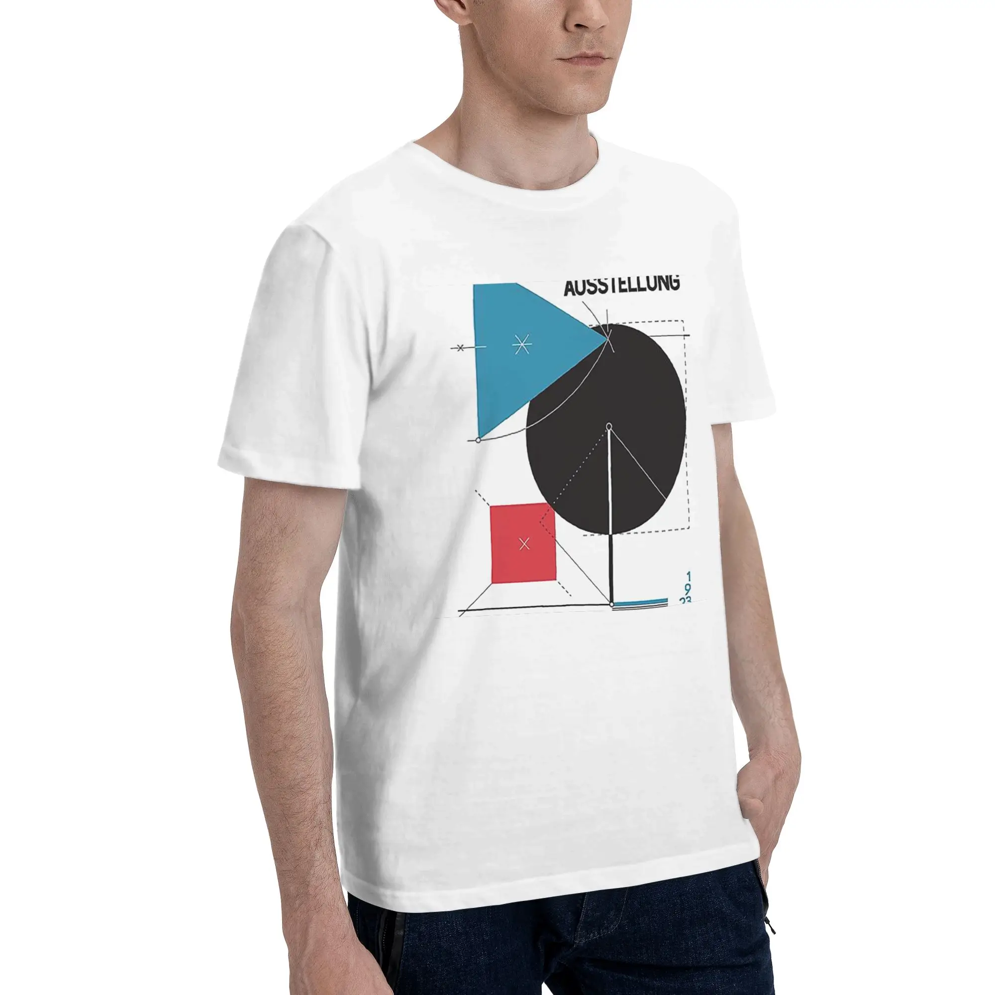 

Баухаус # 8. Мужская футболка. Мужские хлопковые футболки с круглым вырезом. Короткие летние мужские футболки.