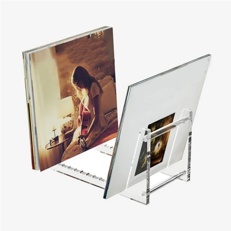 

ABKD Clear Vinyl Record Stand Holder For Desktop Album Storage, Acrylic Vinyl Record Shelf Display