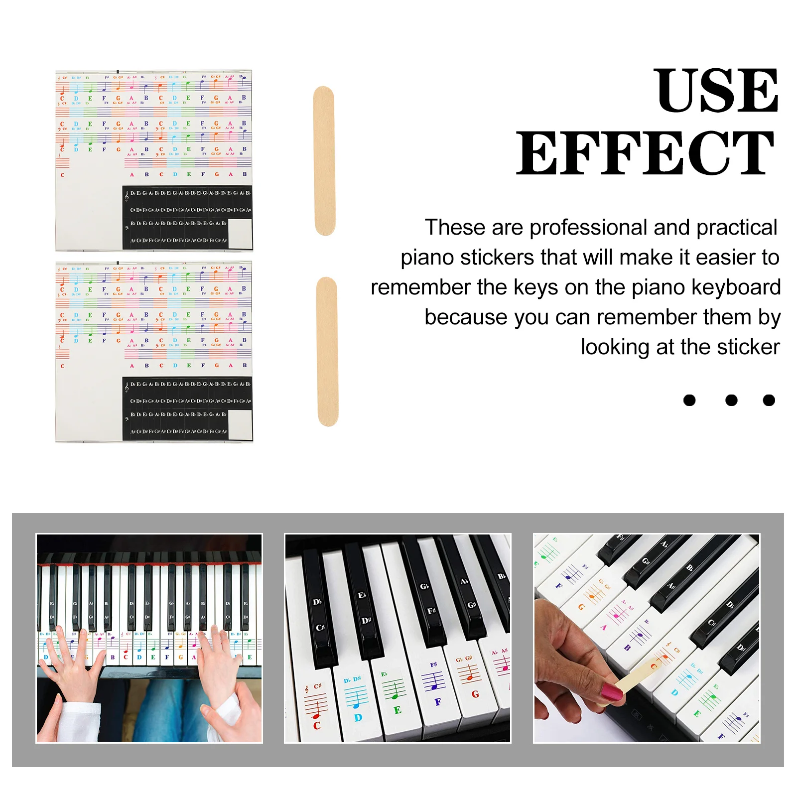 

1Set Colorful Piano Keyboard Decals Smooth Stickers for Easy Note Reading Best Introductory Piano Learning Sticker Set for Kids