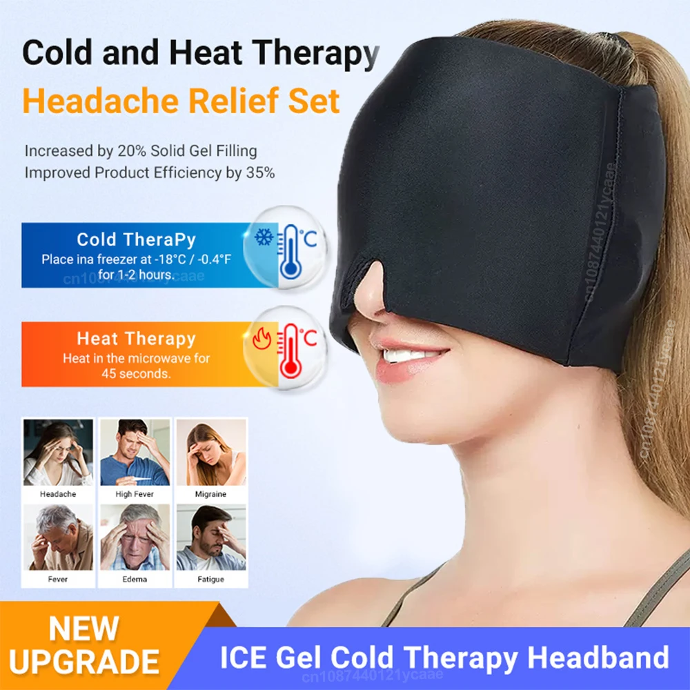 1PC Gel Ice Headache Migraine Relief Hat Cold Compress Therapy Cap Ice Head Wrap Pack Eye Mask For Pressure Relieve Pain Ice Hat