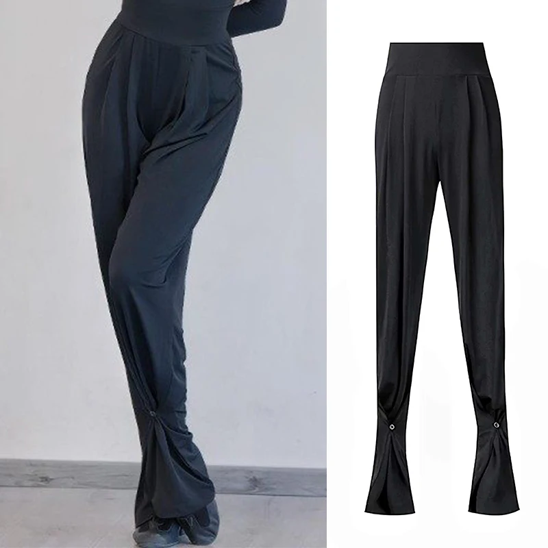 

Women Latin Dance Pants Black Training Dancing Trousers Adult Cha Cha Rumba Dancer Practice Wear Latin Dancewear Pants VBH2494