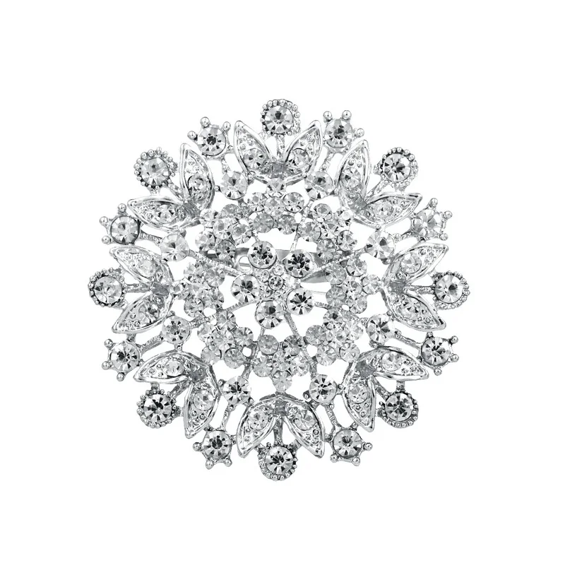 WEIMANJINGDIAN Brand Crystal Rhinestones Round Flower Brooches for Wedding Bouquets