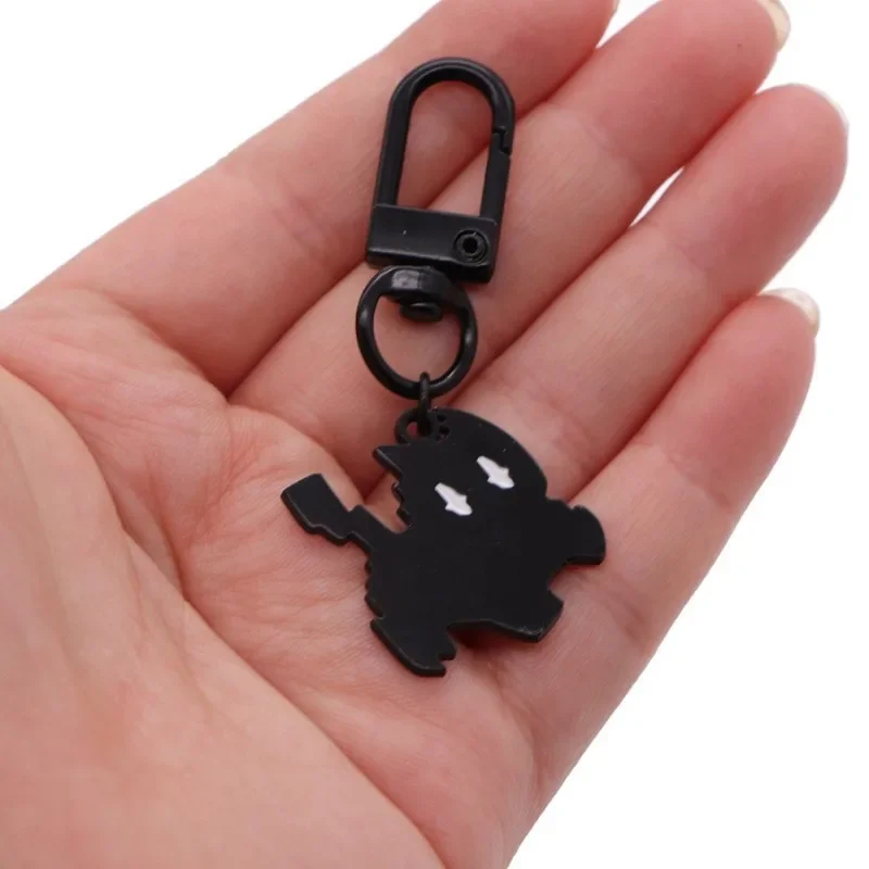 Cute Cat Keychain Titanium Steel Kpop Funny Black Lighting Cat Key Pendant Backpack Car Key Ring Hanging Jewelry Decoration