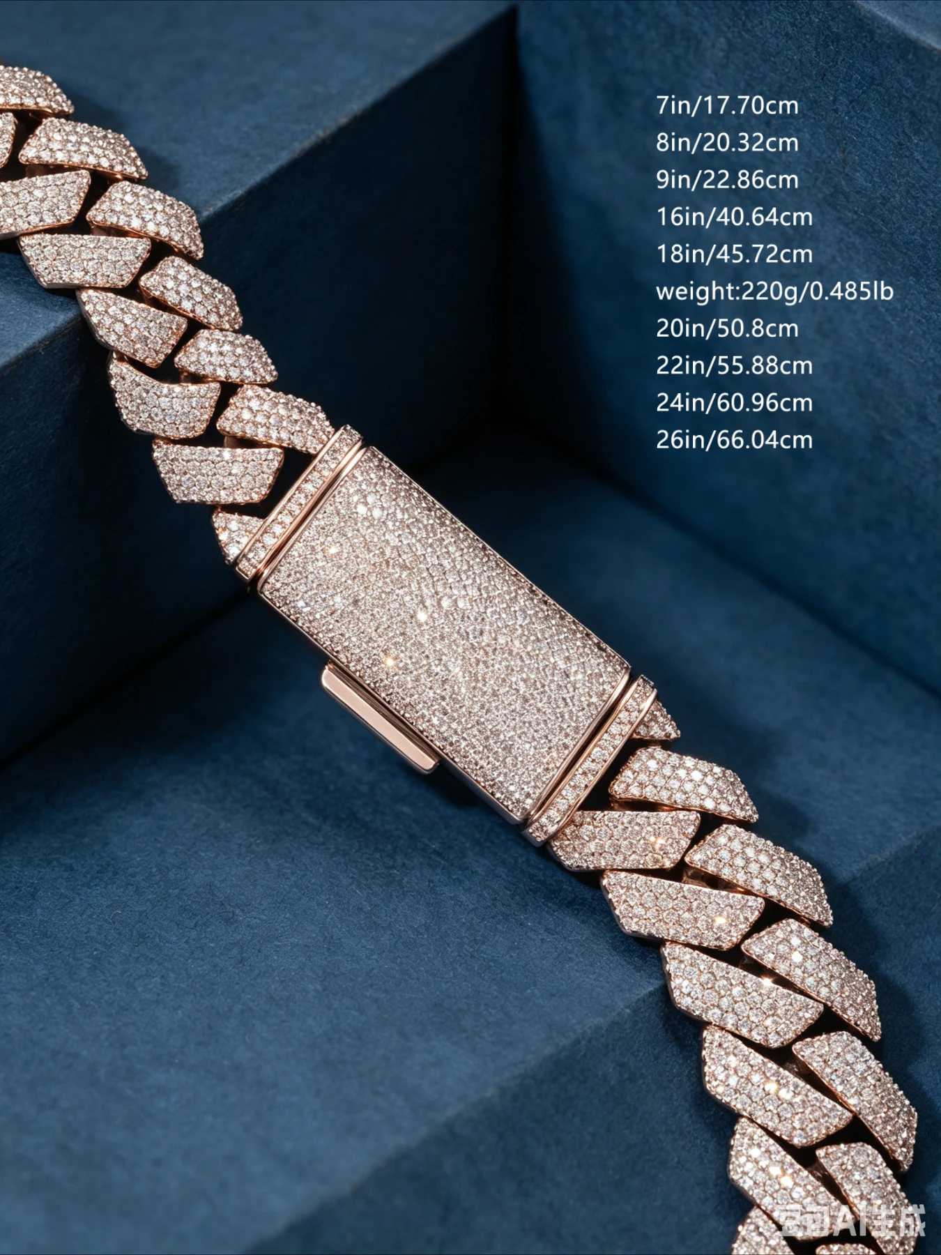 4-Row Miami Cuban Chain with Diamond Lock 20mm Classic,American Hip Hop Trend Jewelry Glossy and Transparent,Exquisite Packaging