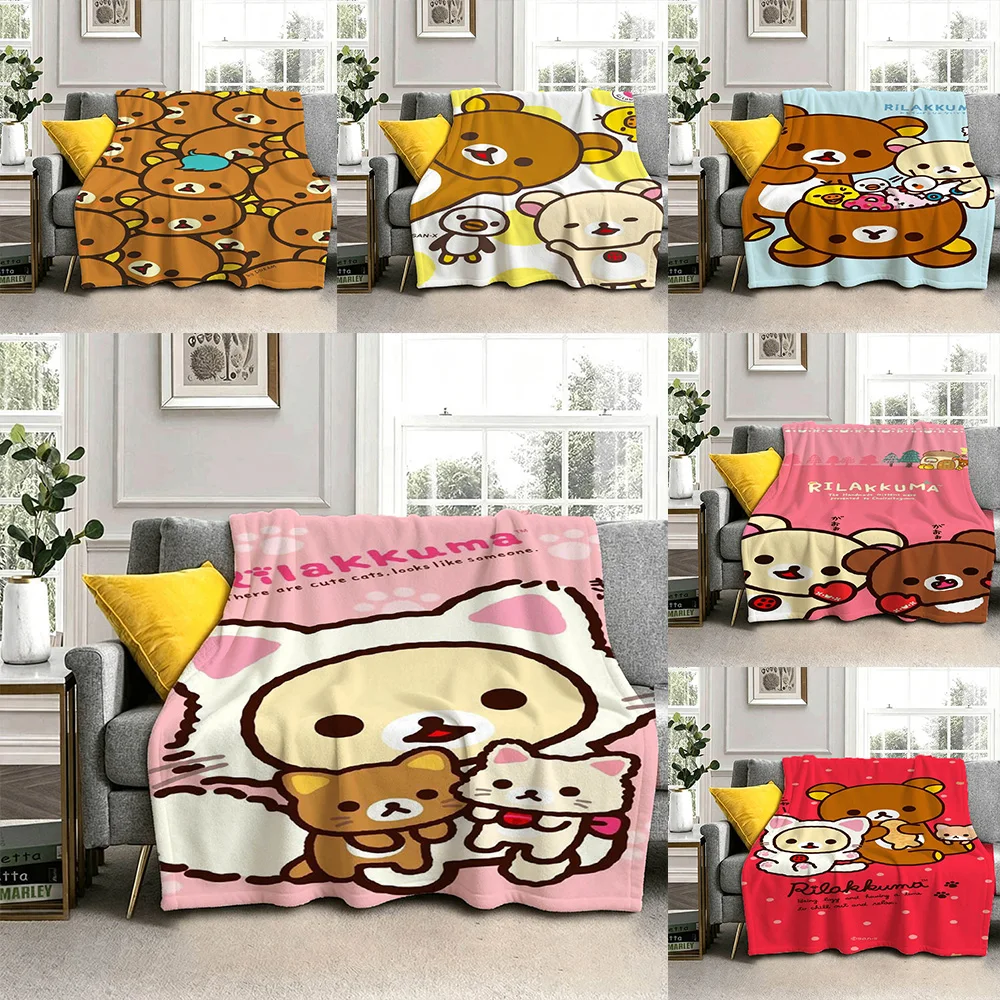 Hot Cute Kawaii Cartoon R-RilakkumaS 3D Flannel Blanket Soft Throw Blanket Art For Home Decor Bedroom Bed Sofa Picnic Fans Gift