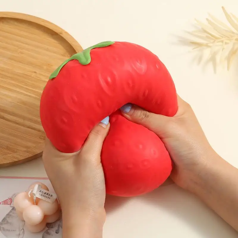 Oversized Giant Strawberry Shapeable Squeeze Ball Slow Rebound Fidget Toy Stress Relief Present For Adults And Friends
