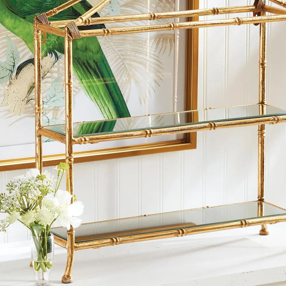 Daphne Dual-Level Display Shelf in Gold Finish