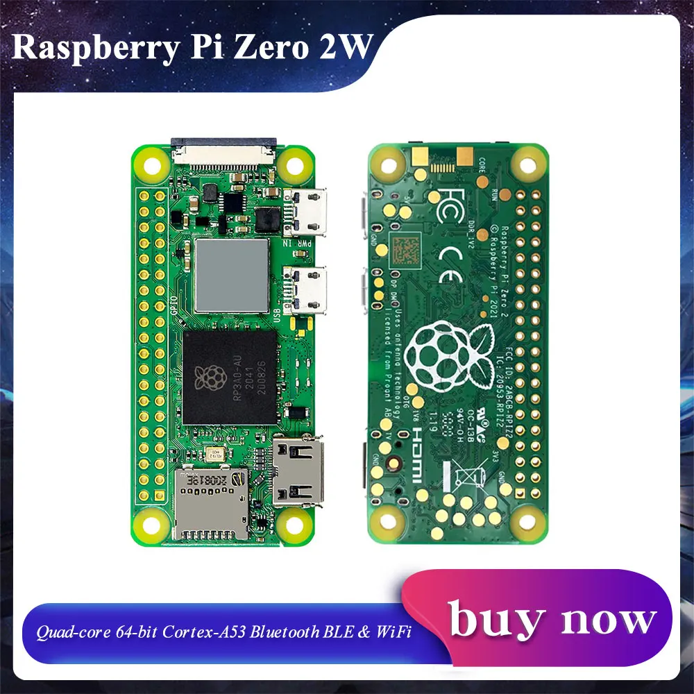 Raspberry Pi Zero 2 W Quad-core 64-bit Cortex-A53 Bluetooth BLE & WiFi Pi Zero 2 Pi 0 1GHz 512MB of SDRAM Wireless LAN RPI0 2W