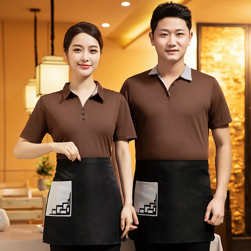 ホテルのウェイトレスの作業服夏用半袖通気性のあるレストラン作業服鍋料理店バーベキューレストラン用
