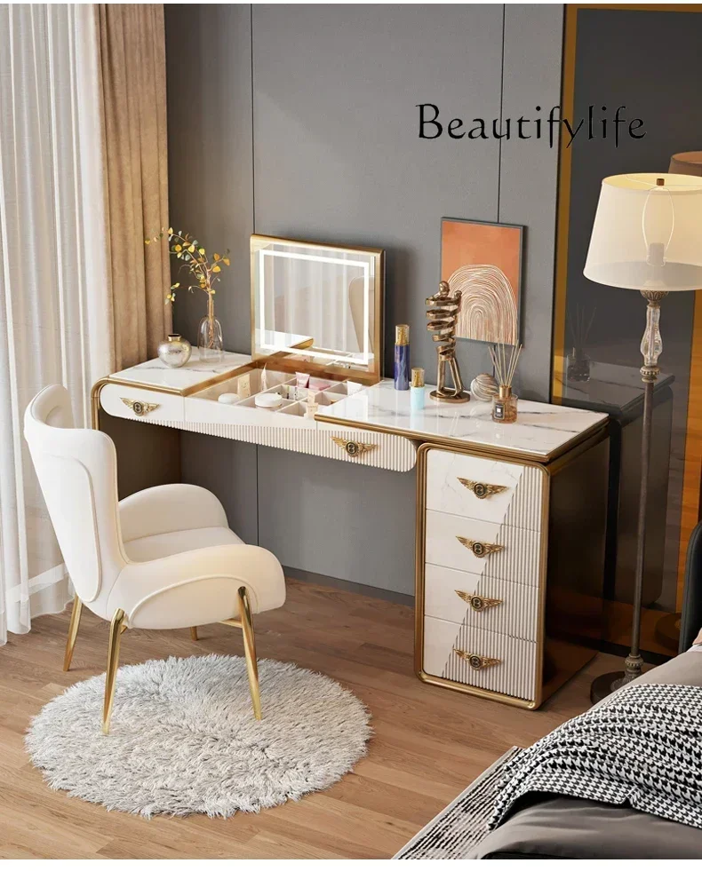Lz-X40 Light Luxury Rock Slab Dresser Clamshell Modern Simple Premium Makeup Table Bedroom Premium Makeup Table