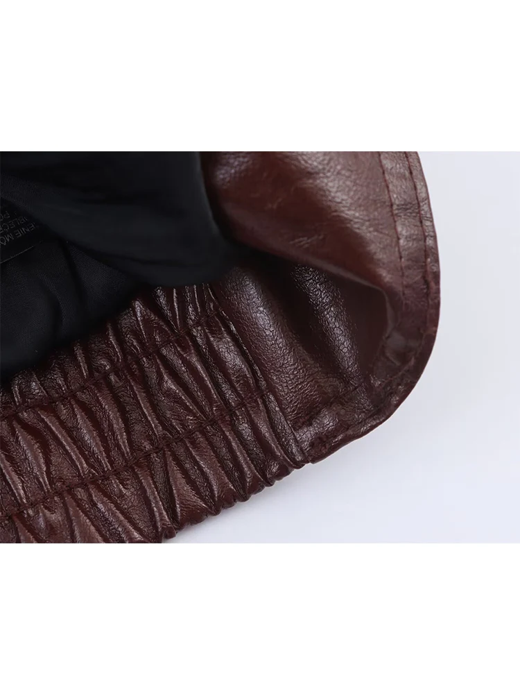 Neue Frauen Unregelmäßige Einreiher Faux Leder Jacke Herbst Winter Mode Sexy Drehen Unten Neck Gestellte Mantel Casual Streetwear