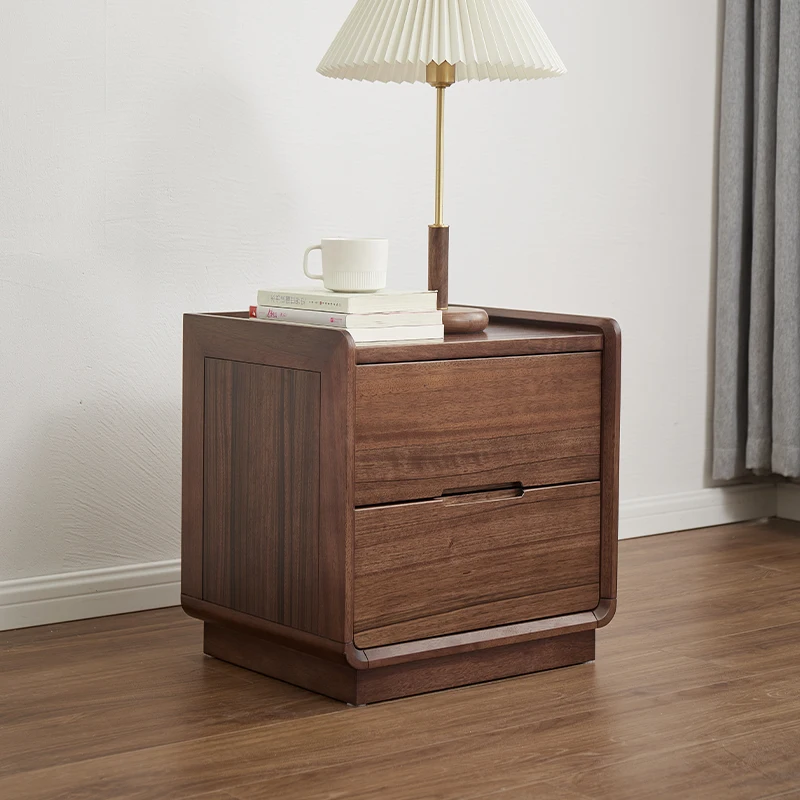 Classic Retro Nightstands Wood One Drawer Rustic Safe Modern Bookshelf Bedside Table Luxury Walnut Mesita De Noche Side Table
