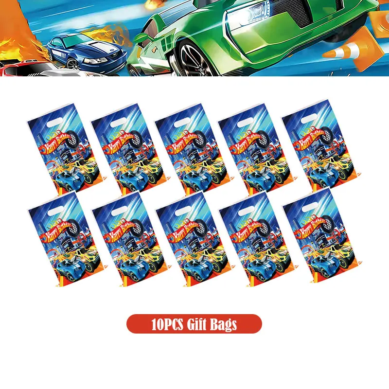 Happy Wheels Verjaardag Verjaardagsfeestje Benodigdheden Hot Race Car Thema Servies Set Kopjes Borden Ballonnen Cadeauzakjes voor kinderen Jongens 