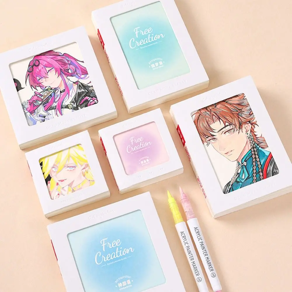 Mini-Zeichennotizbuch aus dickem Karton, zerreißbar, Inspirationsaufzeichnung, Skizzenbuch, 48 Blatt Malbuch, Acryl-Markierungsstift