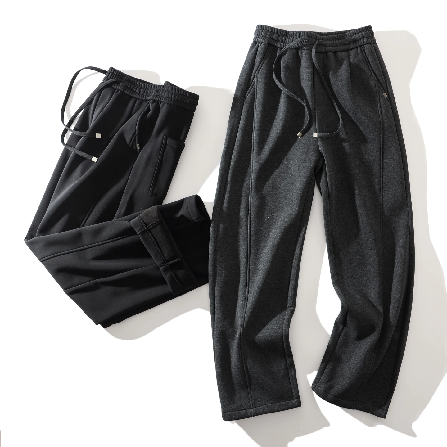

American Sle Thiened Fce Knife Pants Men's Spor Casual Sweatpants Elastic Waist Wide Leg Straight Tube Trousers