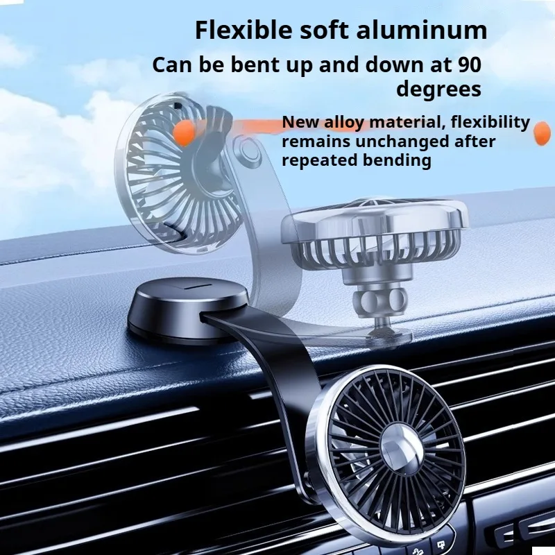 Eary Car Suction Cup Fan Mount Dashboard 12/24V Powerful Air Cooling Fan 360° Rotatable 3 Speeds Wind Quiet Fans for Vehicle SUV
