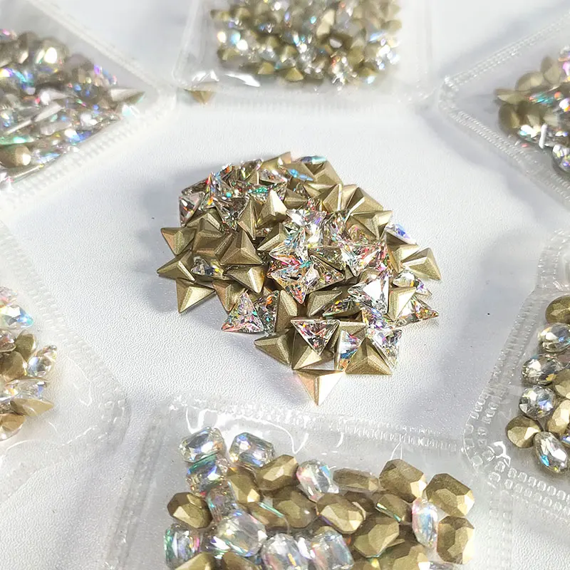 10 Uds. De diamantes de imitación sin fijación por calor con forma de corazón de tamaño mixto, cristales con parte posterior plana, dijes para uñas, gemas en forma de gota, accesorios para uñas, joyería artística para uñas