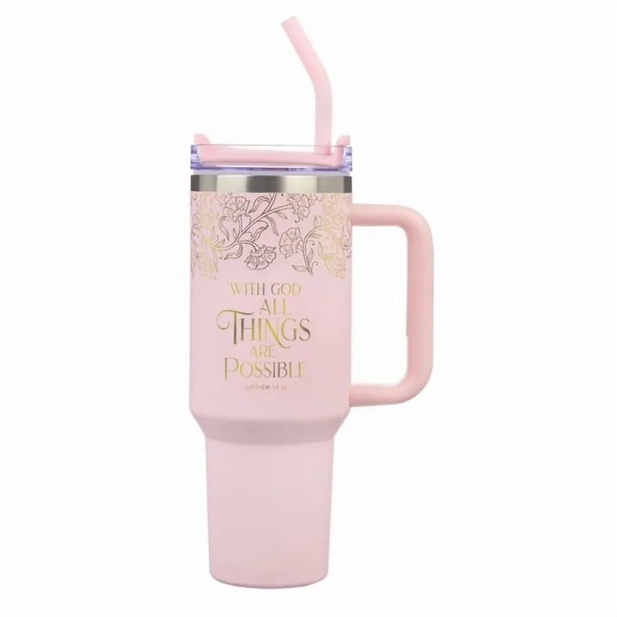 Large Stainless Steel Insulated Travel Mug Tumbler for Women: All Things Are Possible Inspirational Hardcover