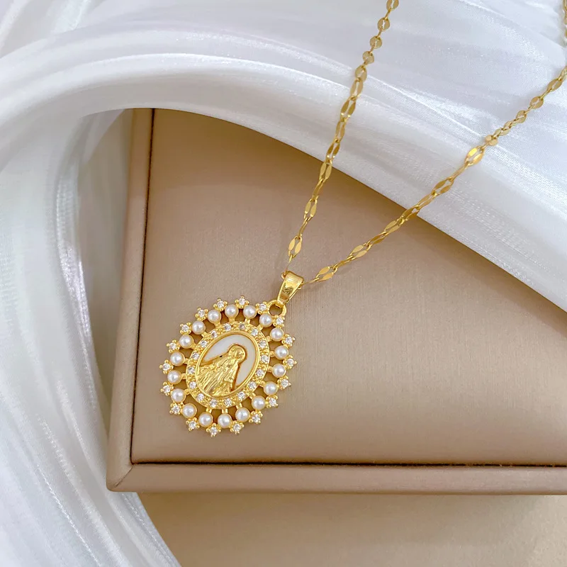 قلادة لؤلؤ للفتيات ، سلسلة ترقوة من الفولاذ المقاوم للصدأ ، أزياء كلاسيكية ، تصميم مجوف ، فاخر ، خفيف ، كل المطابقة #2