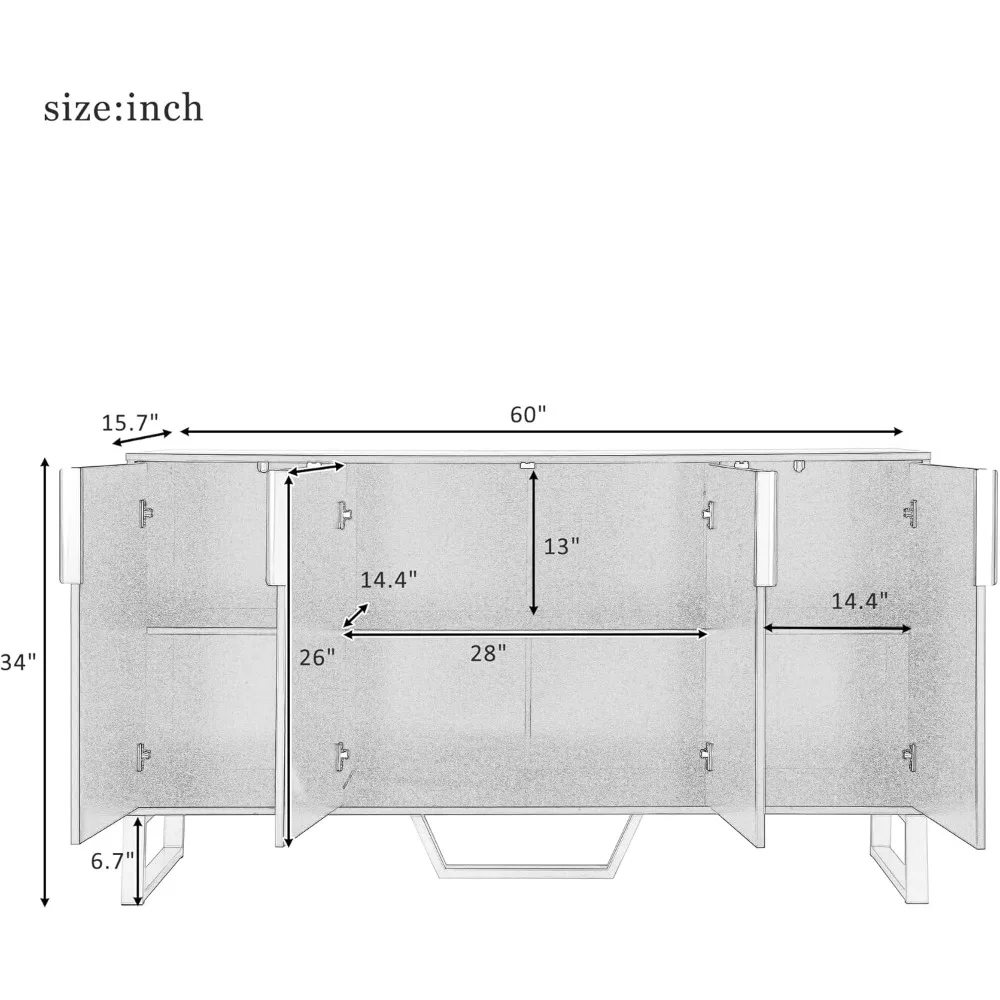 Modern Wood Farmhouse Buffet Sideboard Table  Entryway Table for Living Room Dinning Room Kitchen (Black)