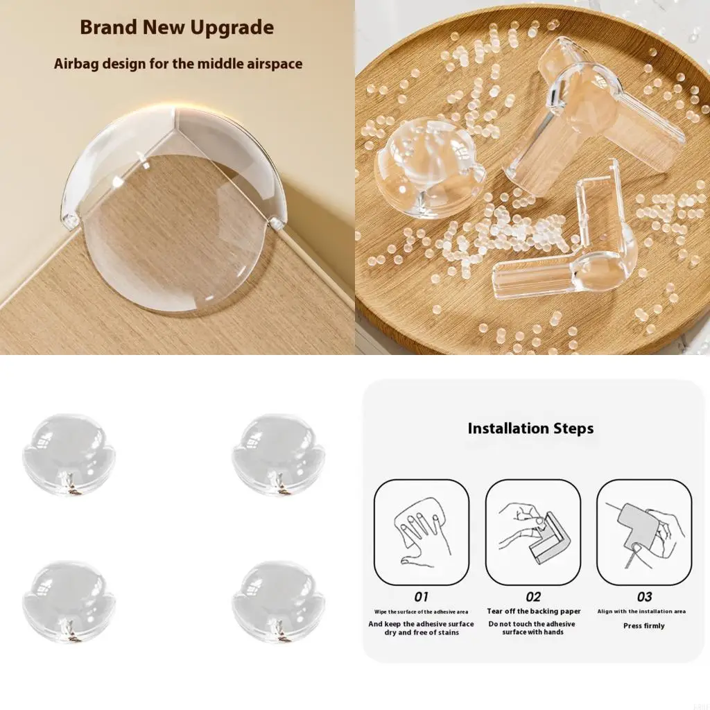 

K8GF Set of 4pcs Corner Bumper Guards For Furniture Edges PVC Furniture Edges Protectors Baby Proofing for Safety