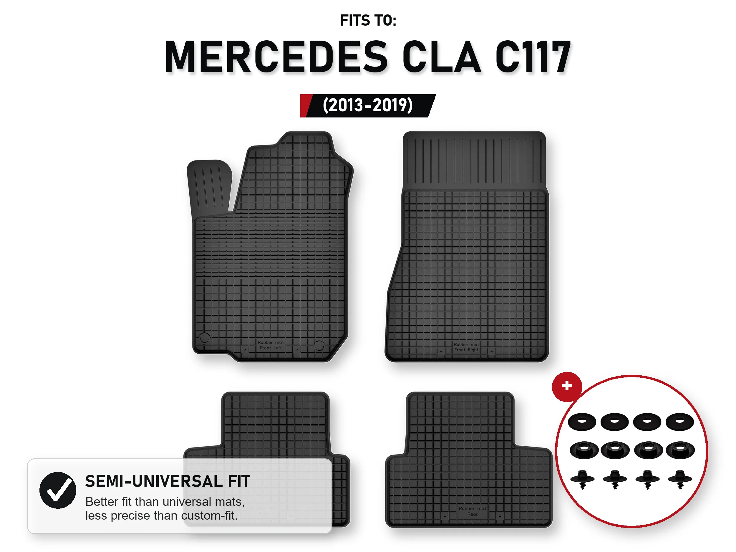 Vloermatten voor: Mercedes Cla C117 2013-2019 Sedan 4 stuks Ze Stoperami