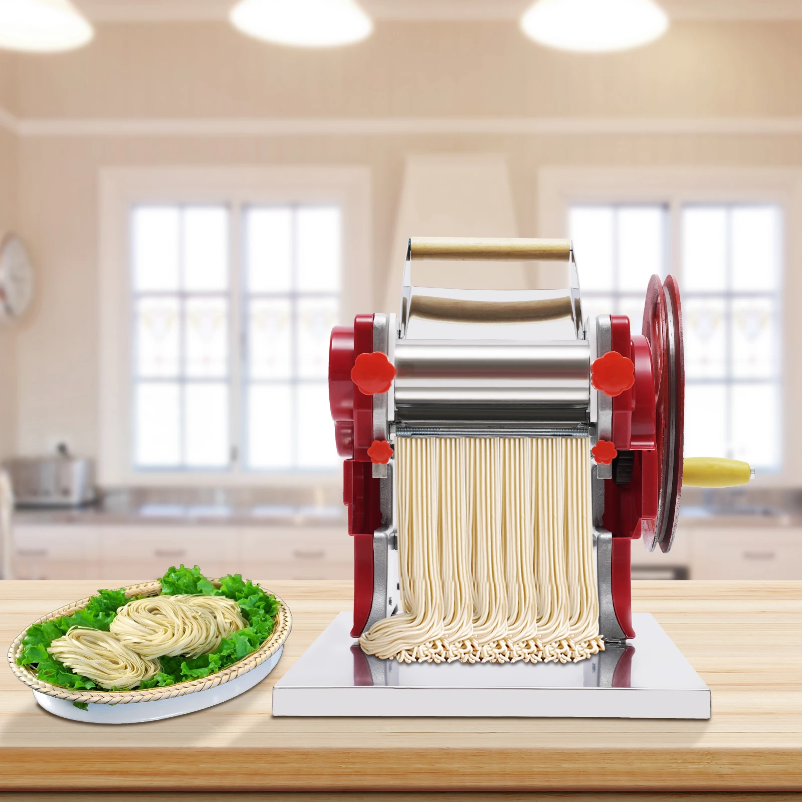 Commercial Pasta Roller Machine, Manual Hand Pasta Noodle Maker Pasta Dumpling Skins Maker Machine for Spaghetti Lasagna