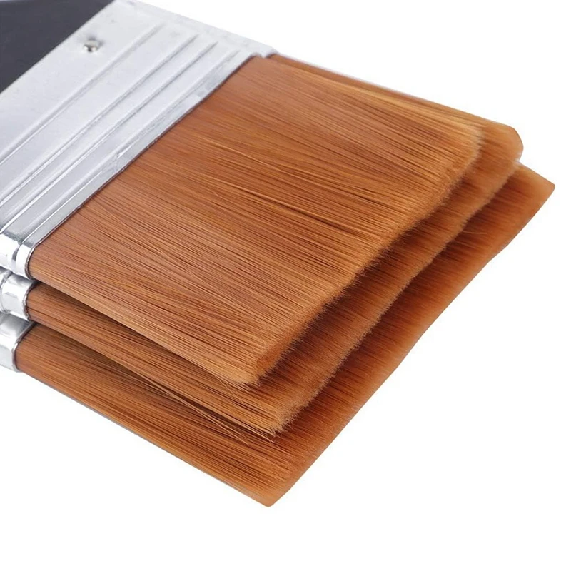 7Pcs Paint Brush Handle Set Nylon Paint Brushes Flat Board Brushes Nylon Hair For Painting, Timber Wall Painting Brushes