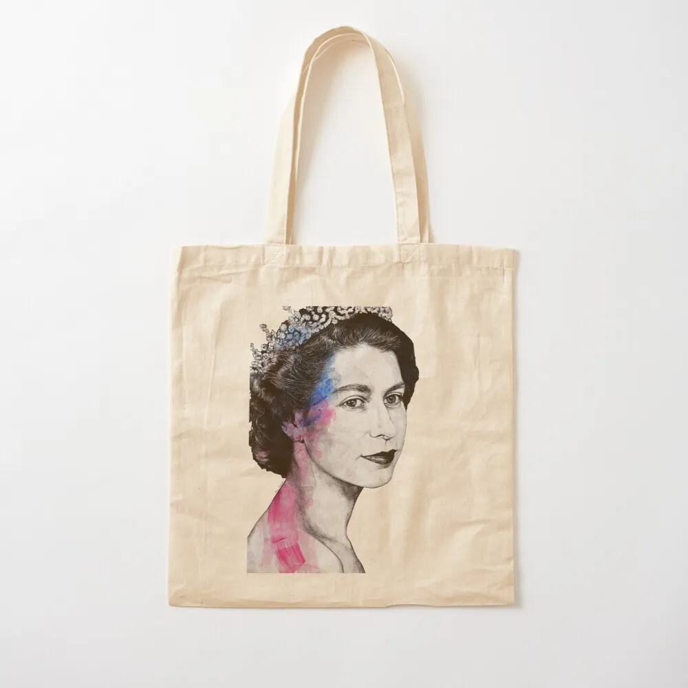 Young Queen Elizabeth II street art portrait Tote Bag